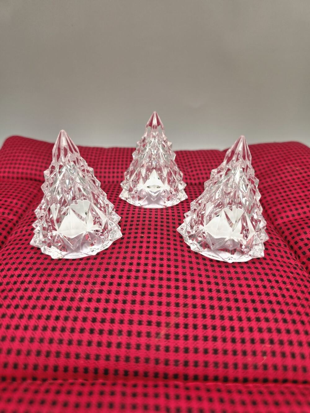 IKEA Vinterfest LED Light Up Clear Acrylic Christmas Tree Figurines Lot of 3
